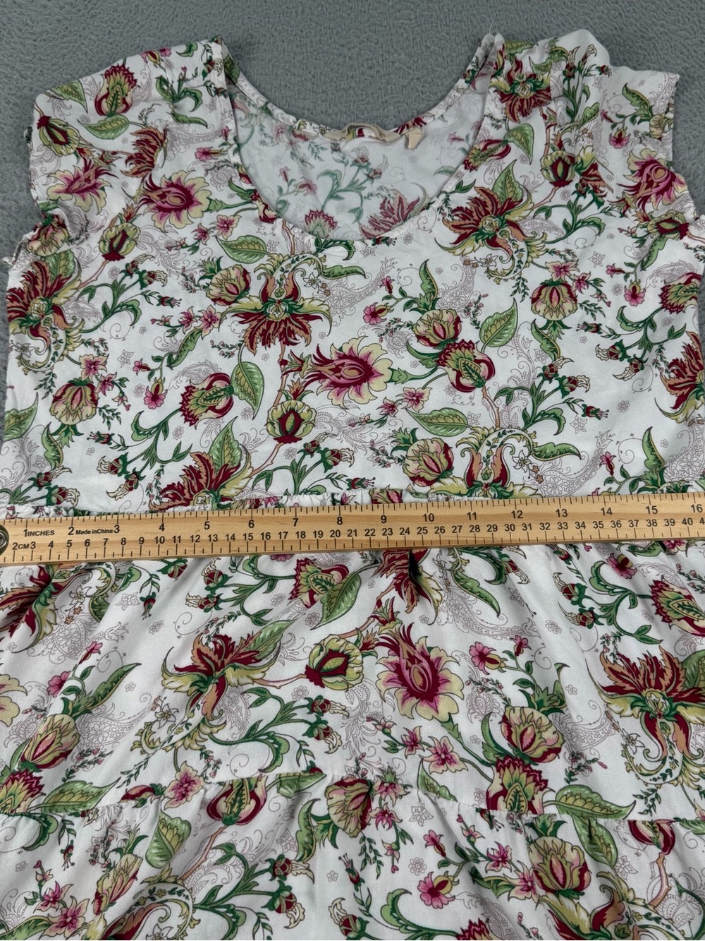 Soft Surroundings Kara Dress Womens Medium White Floral Tiered Maxi Boho Preppy - Picture 8 of 11